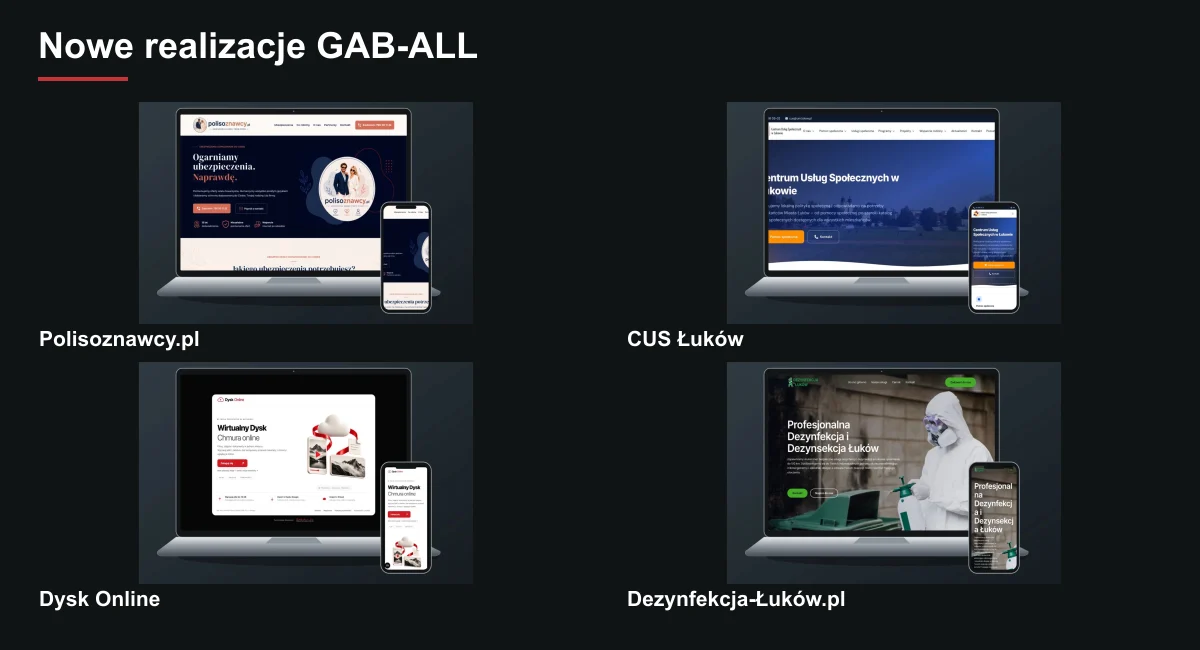 Nowe realizacje GAB-ALL: Polisoznawcy, CUS Łuków, Dysk Online i Dezynfekcja-Łuków