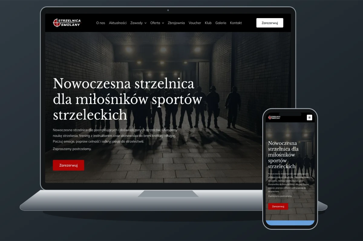 Strzelnica Smolany — podgląd na komputerze i telefonie